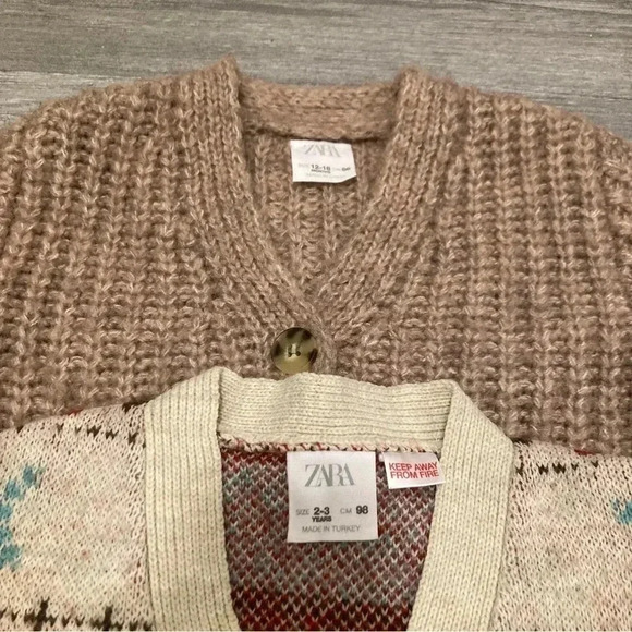 Zara baby Holiday Knitted Cardigans Grandpa Core boho Bundle Of 2 12-18M 2-3y - Picture 3 of 11